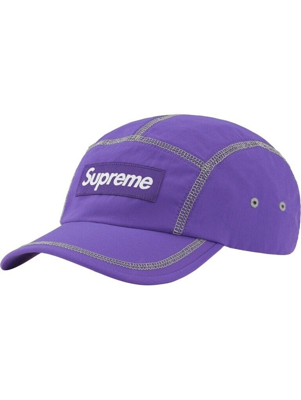 NEW Supreme Reflective Stitch Camp Cap Purple Hat SS23 Compass Box Logo Wtrproof